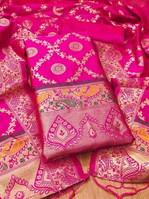 ethnic motifs woven design unstitched dress material 2