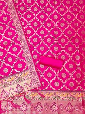 ethnic motifs woven design unstitched dress material 3