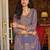 Purple embroidered silk blend kurta trouser dupatta set