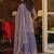Purple embroidered silk blend kurta trouser dupatta set