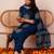 Blue printed pure cotton kurta trouser dupatta set