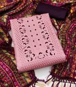 embroidered thread work unstitched dress material