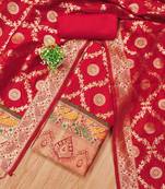 ethnic motifs woven design zari unstitched dress material