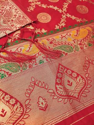 ethnic motifs woven design zari unstitched dress material 3
