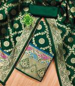 ethnic motifs woven design zari unstitched dress material
