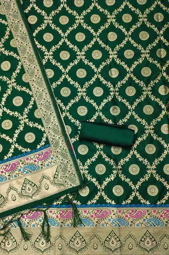 ethnic motifs woven design zari unstitched dress material