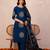Blue printed pure cotton kurta trouser dupatta set