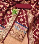 ethnic motifs woven design banarasi silk zari unstitched dress material