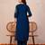Blue printed pure cotton kurta trouser dupatta set