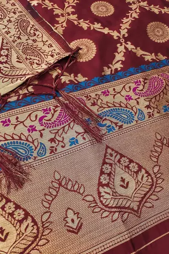 ethnic motifs woven design banarasi silk zari unstitched dress material