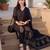 Black printed pure cotton kurta trouser dupatta set