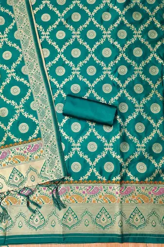 ethnic motifs woven design zari unstitched dress material