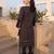 Black printed pure cotton kurta trouser dupatta set
