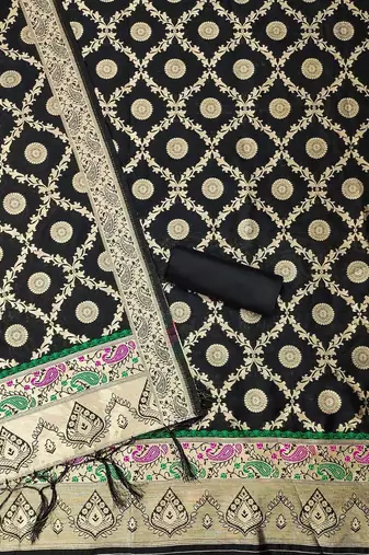 ethnic motifs woven design zari unstitched dress material