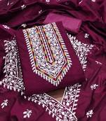 floral lucknowi embroidered cotton unstitched dress material
