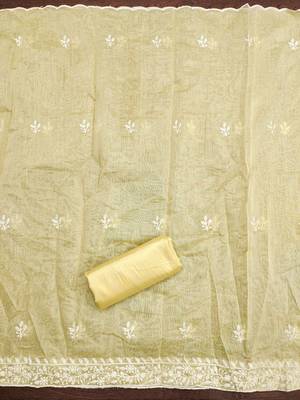 floral lucknowi embroidered cotton unstitched dress material 4