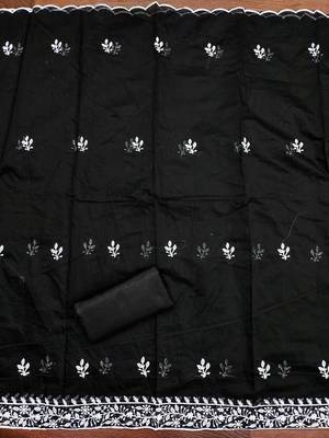 Geometric Lucknowi Embroidered Cotton Unstitched Dress Material 4