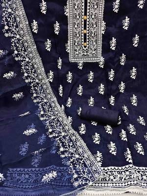 Embroidered Organza Unstitched Dress Material 2