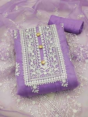 Embroidered Organza Unstitched Dress Material 1