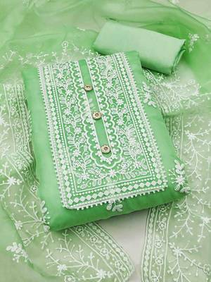Embroidered Organza Unstitched Dress Material 1