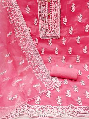 Embroidered Organza Unstitched Dress Material 3