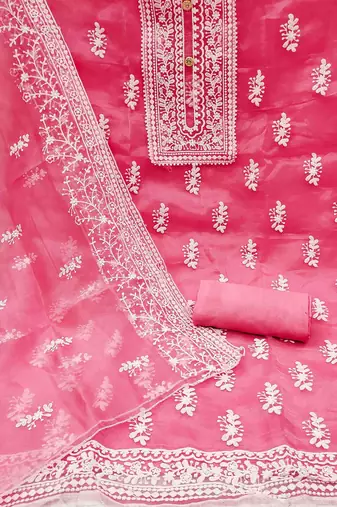 embroidered organza unstitched dress material