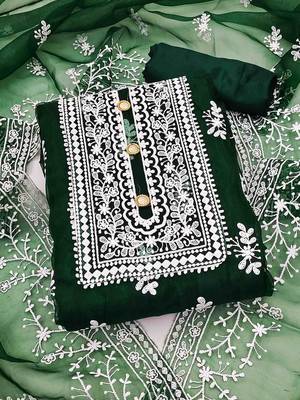 Embroidered Organza Unstitched Dress Material 1
