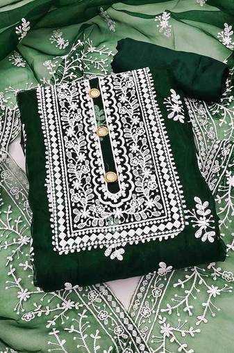 embroidered organza unstitched dress material