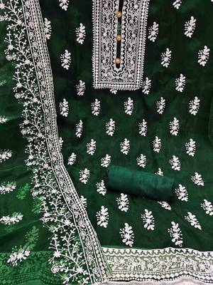 Embroidered Organza Unstitched Dress Material 2