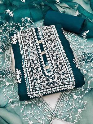 embroidered organza unstitched dress material 1