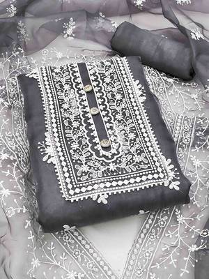 embroidered organza unstitched dress material 1