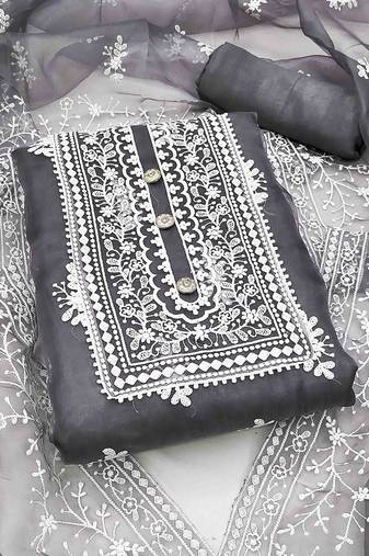 embroidered organza unstitched dress material