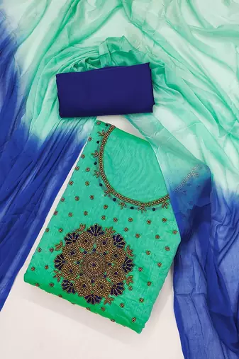 embellished unstitched dress material