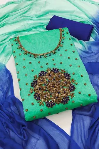 embellished unstitched dress material