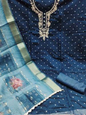 ethnic motifs woven design beads & stones modal cotton unstitched dress material 3