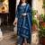 Blue printed pure cotton kurta trouser dupatta set