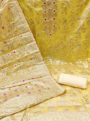 ethnic motifs embellished unstitched dress material 2