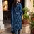 Blue printed pure cotton kurta trouser dupatta set