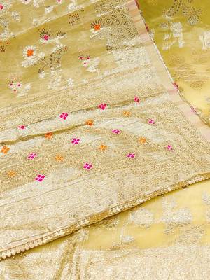 ethnic motifs embellished unstitched dress material 3
