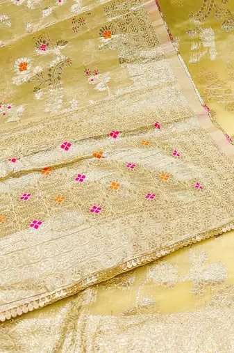 ethnic motifs embellished unstitched dress material