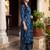 Blue printed pure cotton kurta trouser dupatta set