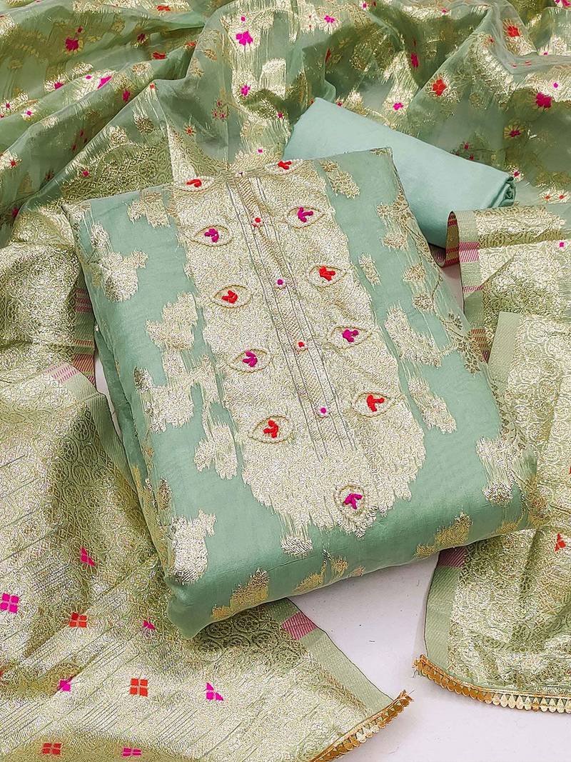 Woven Design Unstitched Dress Material