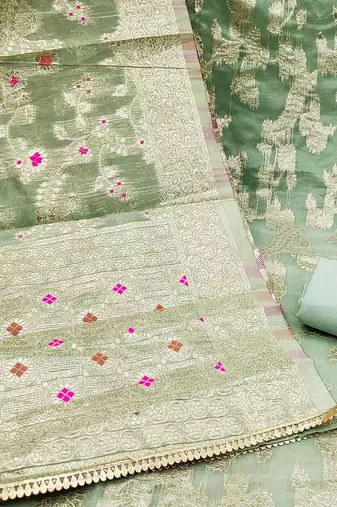 woven design unstitched dress material