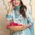 White printed pure cotton kurta trouser dupatta set