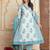 White printed pure cotton kurta trouser dupatta set