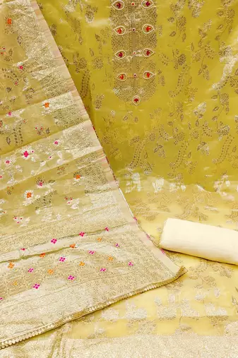 woven design unstitched dress material