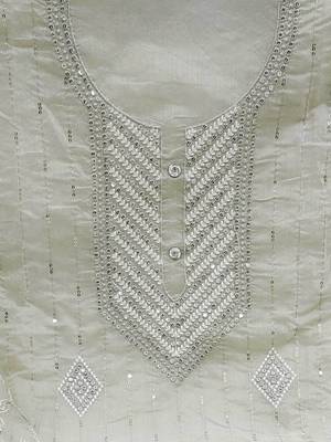 ethnic motifs embroidered art silk unstitched dress material 4