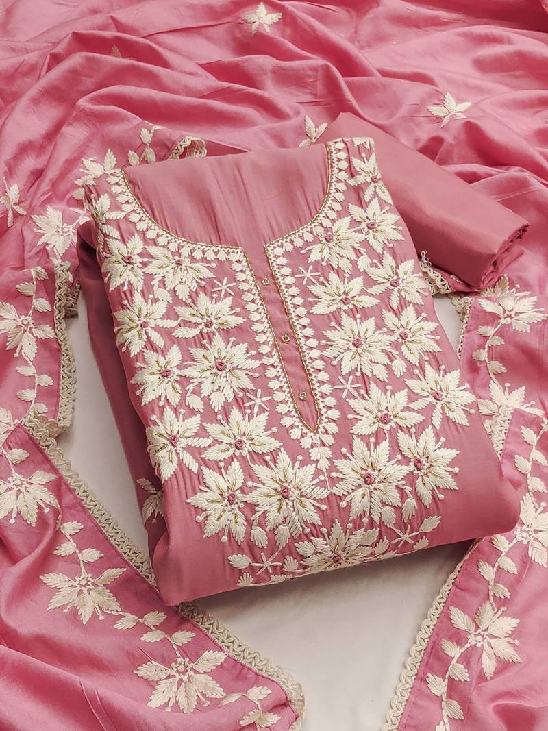 Floral Embroidered Unstitched Dress Material