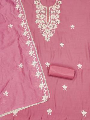 floral embroidered unstitched dress material 3