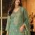 Green embroidered organza kurta trouser dupatta set
